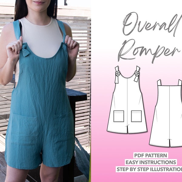 Romper Sewing Pattern Overall Romper Pattern Summer Romper Sewing Pattern Playsuit PDF Pattern Women Romper Sewing Pattern