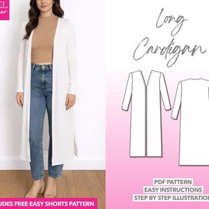 Padrão de costura para casaco longo: casaco feminino (download em PDF XS-XXXL)