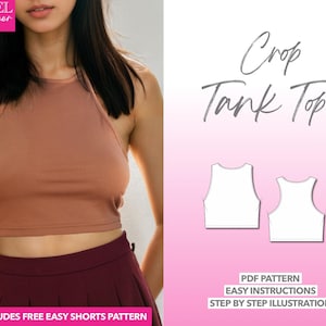 Tank Top Sewing Pattern Crop Top Sewing Pattern Tank Top PDF Pattern Easy Sewing Pattern Women Top Pattern Tank Top Pattern Crop Top Pattern