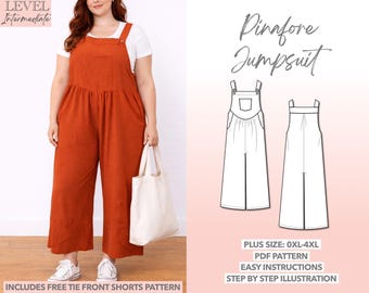Patrón de costura para mono de talla grande (descarga en PDF, tallas 0XL-4XL)