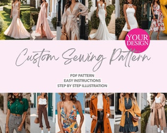 Custom Sewing Pattern ONE SIZE Customized PDF Pattern Women Sewing Pattern Personalized Pattern Made To Order Digital Pdf Download