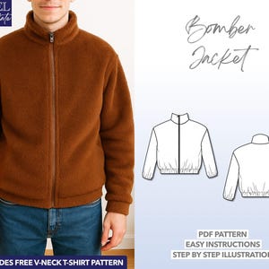 Mens Jacket Sewing Pattern Bomber Jacket PDF Pattern Easy Jacket Sewing Pattern Mens Jacket Pattern Outerwear Sewing Pattern Jacket Mens PDF