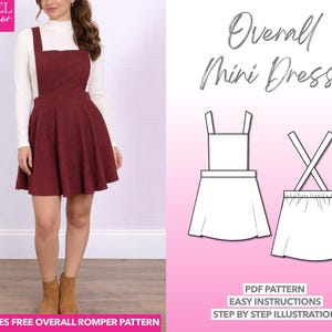 Overall Mini Dress Sewing Pattern: Women's Sizes XS-XXXL (PDF Pattern)