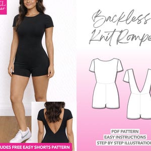 Naaipatroon romper zonder rug: eenvoudige pdf-download (XS-XXXL)