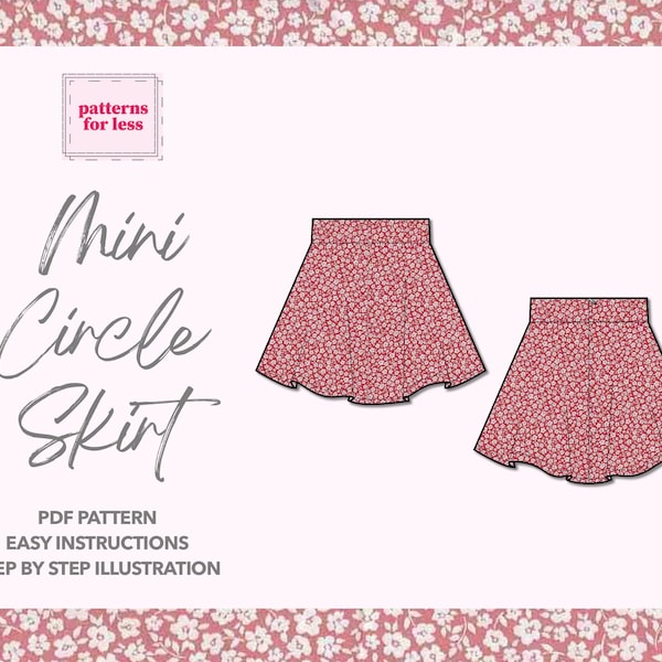 Mini Skirt Sewing Pattern Circle Skirt Sewing Pattern Women Sewing Pattern Short Skirt Pattern Mini Skirt PDF Pattern
