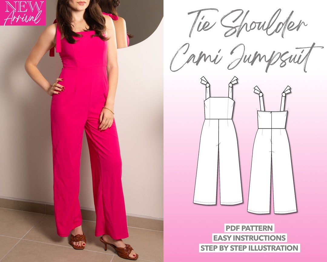 Jumpsuit Sewing Pattern Tie Shoulder Cami Jumpsuit Pattern Women