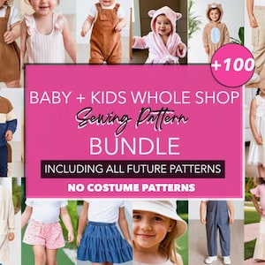 Nähset für Kinder, über 130 Designs für Kinder, 0 Monate bis 12 Jahre, einfache Schnittmuster, anfängerfreundliche Schnittmuster, Mädchen- und Jungenschnittmuster