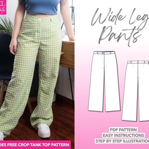 Wide Leg Pants Sewing Pattern Women Pants Pattern Trendy Pants Sewing Pattern High Waist Pants Pattern Pants Sewing Pattern Classic Pants