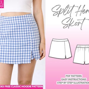Split Hem Skort Sewing Pattern Women Skirt Shorts Trendy Skirt Pattern Shorts Pattern Skort Pattern Summer Skort Scooter Skirt Divided Skirt