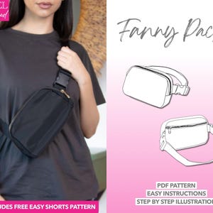 Bauchtasche Schnittmuster Tasche Schnittmuster Crossbody-Tasche PDF Schnittmuster Klassische Bauchtasche Schnittmuster PDF Schnittmuster Reisetasche Schnitt klein