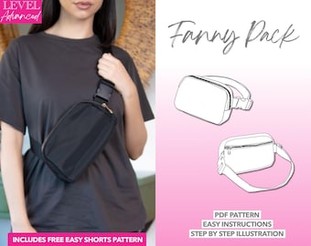 Fanny Pack Sewing Pattern Bag Sewing Pattern Cross Body Bag PDF Pattern Classic Fanny Pack Pattern PDF Bag Pattern Travel Bag Pattern Small