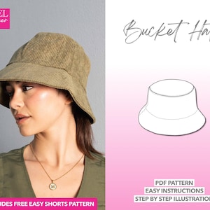 Bucket Hat Sewing Pattern Women Trendy Hat PDF Pattern Reversible Hat Sewing Pattern Accessories PDF Pattern Bucket Cap Pattern Easy Hat PDF