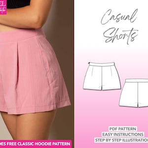 Shorts Sewing Pattern Wide Leg Shorts PDF Pattern Women Sewing Pattern Casual Shorts Pattern High Waist Shorts Sewing Pattern Cute Shorts