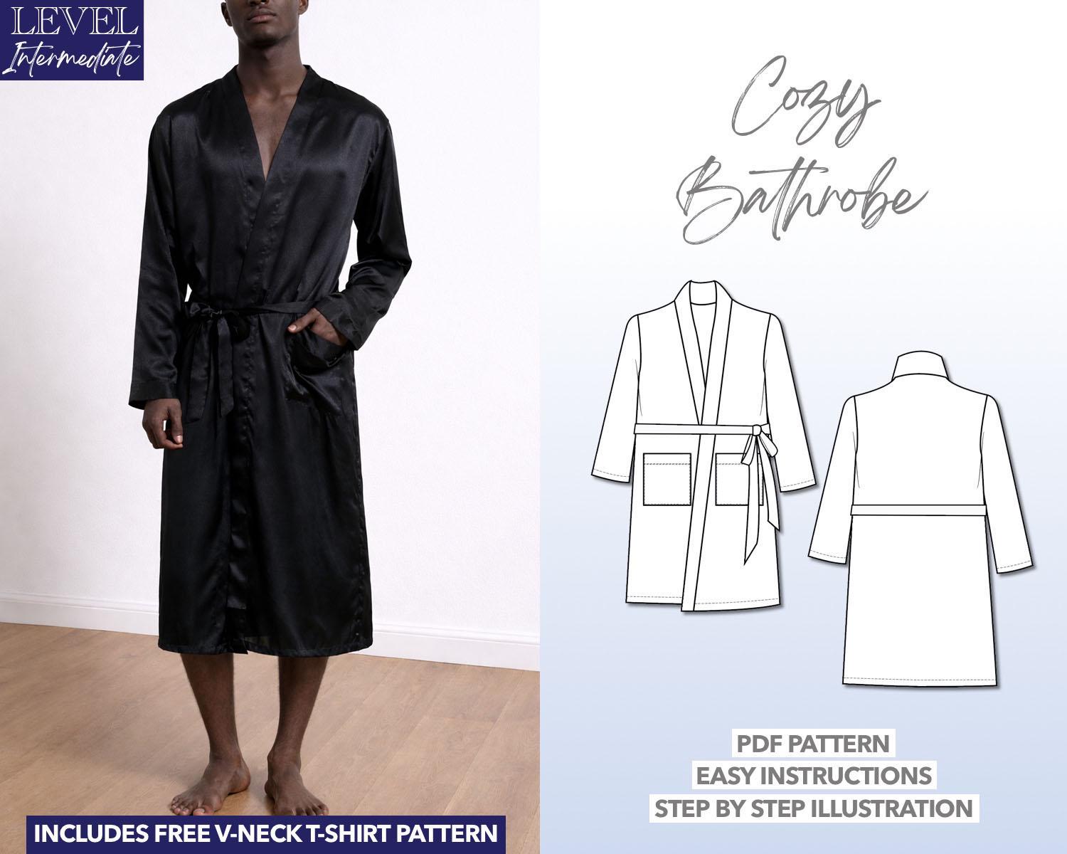 メンズバスローブの縫製パターン S-2XL：ローブラウンジウェア