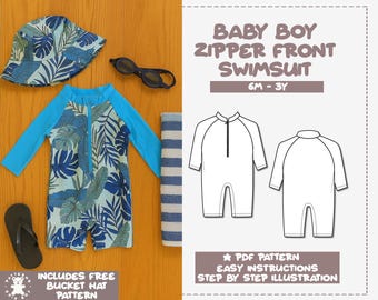 Naaipatroon babybadje met rits: 6 M-3 jaar (pdf-download, inclusief bonus draagtaspatroon)