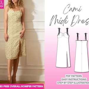 Dress Sewing Pattern Cami Midi Dress Pattern Women Dress Sewing Pattern Sweetheart Dress Pattern Summer Easy Dress PDF Pattern Cami Dress