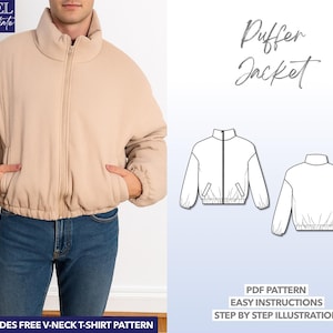 Men&#39;s Puffer Jacket Sewing Pattern (S-XXL) - PDF Download