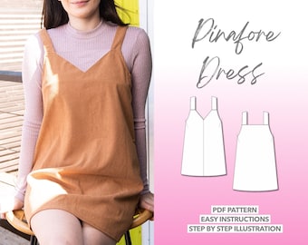 Dress Sewing Pattern Pinafore Dress Summer Pattern Autumn Dress Pattern Cute Dress Pattern Easy Sewing Pattern