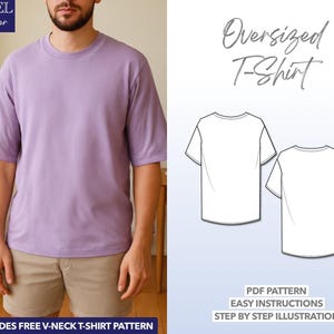 Mens Oversized T-Shirt Sewing Pattern S-2XL: Easy Tee (PDF Pattern) + Bonus Pajama Pants