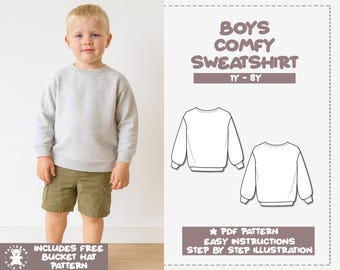 Boys Drop Shoulder Sweatshirt Sewing Pattern (PDF Pattern 1Y-8Y)