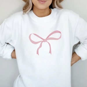 Aesthetic Coquette Clothing, Vintage Ballet Core Shirt, Watercolor Bow Print, Cottagecore Tee, Crewneck Ribbon Sweatshirt, Gift for Daughter