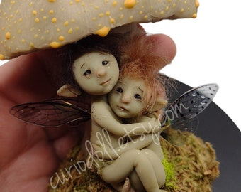 SALE! Handmade fairy sculpture. Handcrafted mushroom. One of a kind artist. Art doll. Fairy figurine.