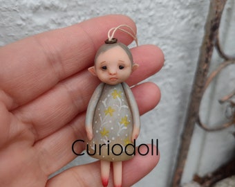SALE! Handcrafted doll. Tiny doll sculpture. Handmade gift. One of a kind art. Art doll. Jointed doll. doll lover gift. Miniature doll.
