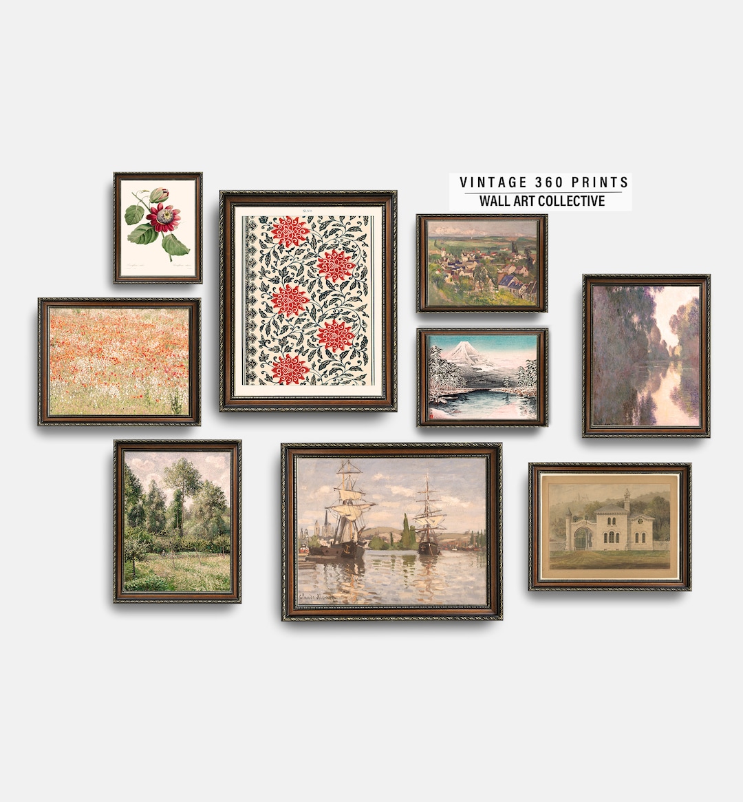 Printable Vintage Gallery Wall Art SET Antique Prints Warm - Etsy