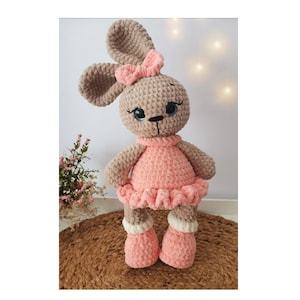 Crochet Plush Bunny Toy, Baby Gift Toy, Newborn Gift, Knitted Doll, Handmade Bunny, Ready to Ship, Stuffed Plush Toy, Stroller Lovely Bunny