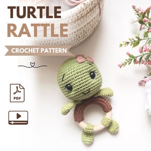 Turtle rattle crochet pattern | Make your own crochet baby rattle toy | Easy Amigurumi pattern | Do it yourself baby shower gift toy