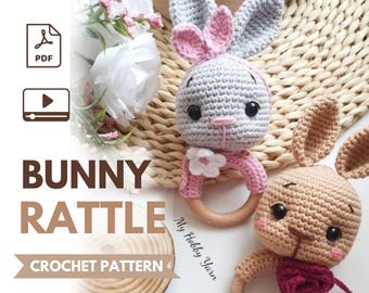 Baby bunny crochet rattle pattern | Amigurumi bunny pattern | Make your own crochet baby toy | Easy crochet rabbit toy
