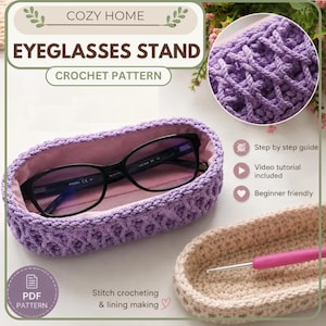 Crochet eyeglass holder pattern | Eyeglass nightstand | Crochet hook holder | DIY bedside glasses organizer | Fast crochet pattern