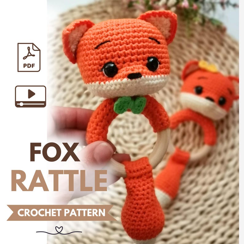 Fox Rattle crochet pattern listing photo by MyHobbyYarnShop