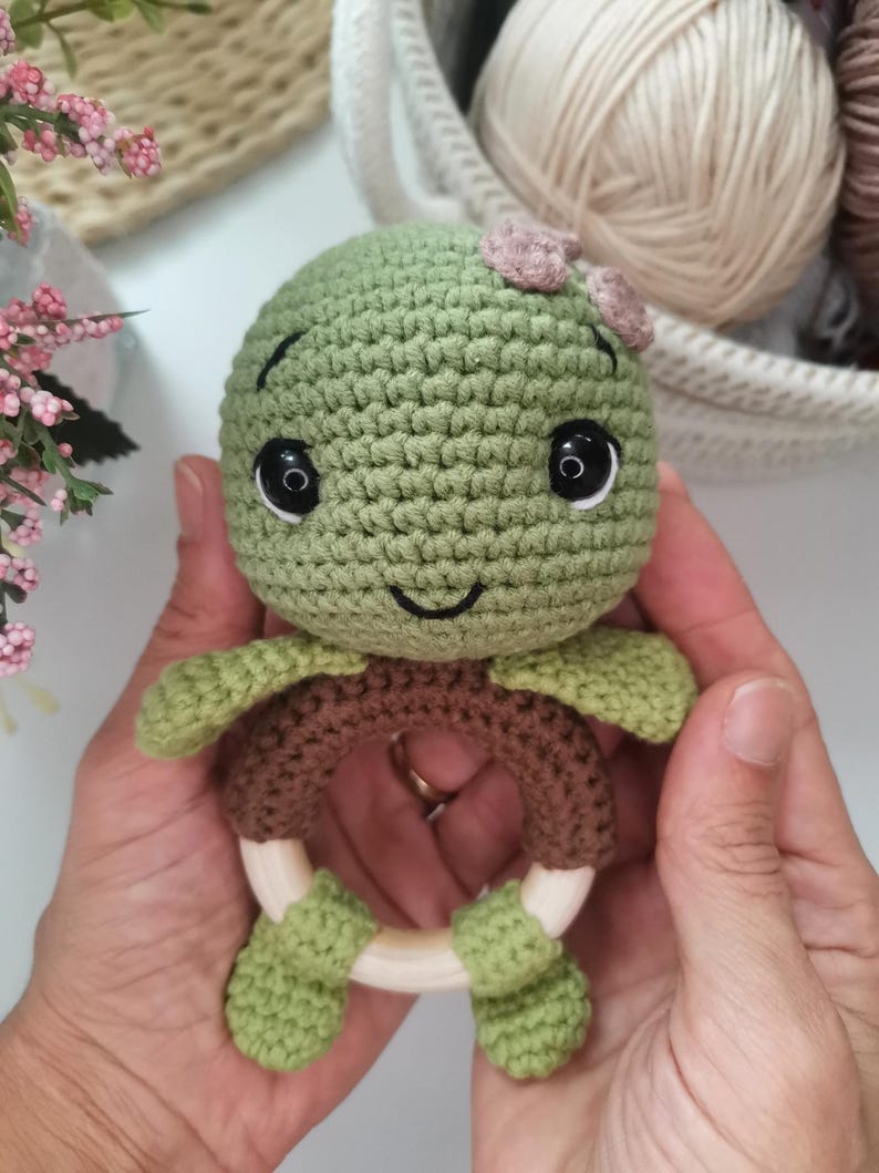 Crochet turtle rattle pattern | Make your own baby toy under 3 hours | Easy crochet pattern | Do it yourself baby shower gift toy