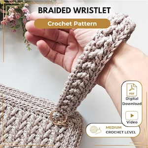 Crochet wristlet strap pattern | Braided wrist strap PDF | Quick crochet project | Short bag handle pattern | DIY Purse strap
