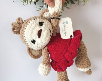 Crochet Plush Monkey Toy, Baby Girl, Baby Boy, Nursery Toy, Small Cute Monkey, Handmade Toy, Knitted Plush Monkey Doll, Stuffed Monkey