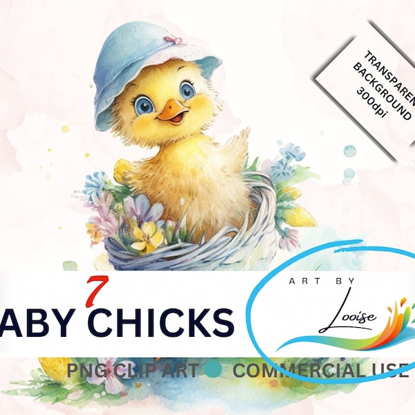 Baby Chicks, Digital Images, Transparent Background, PNG Files, Watercolor, Baby shower, Cute Image, Digital Art, Easter, Instant Download