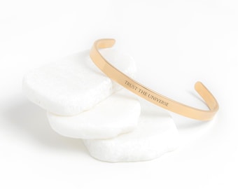 Trust The Universe Cuff Bracelet Stainless Steel Mantra Bracelet