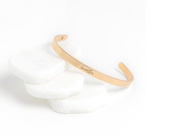 Breathe Cuff Bracelet: Inspirational Om Symbol, Stainless Steel