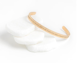 Inspirational Quote Bracelet Stronger Than You Think Affirmation Bracelet