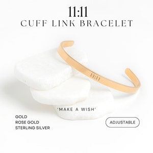11:11 Bracelet Make a Wish Angel Number Bracelet 1111 Bracelet - Engraved Cuff Inspirational Quote Bracelet Gift For Her