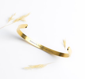Joie de Vivre Armband Embrace the Joy of Living Zitat Manschette Armband Mantra Armreif Inspirational Zitat