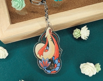 Silver Foil Stamped Milotic Keychain