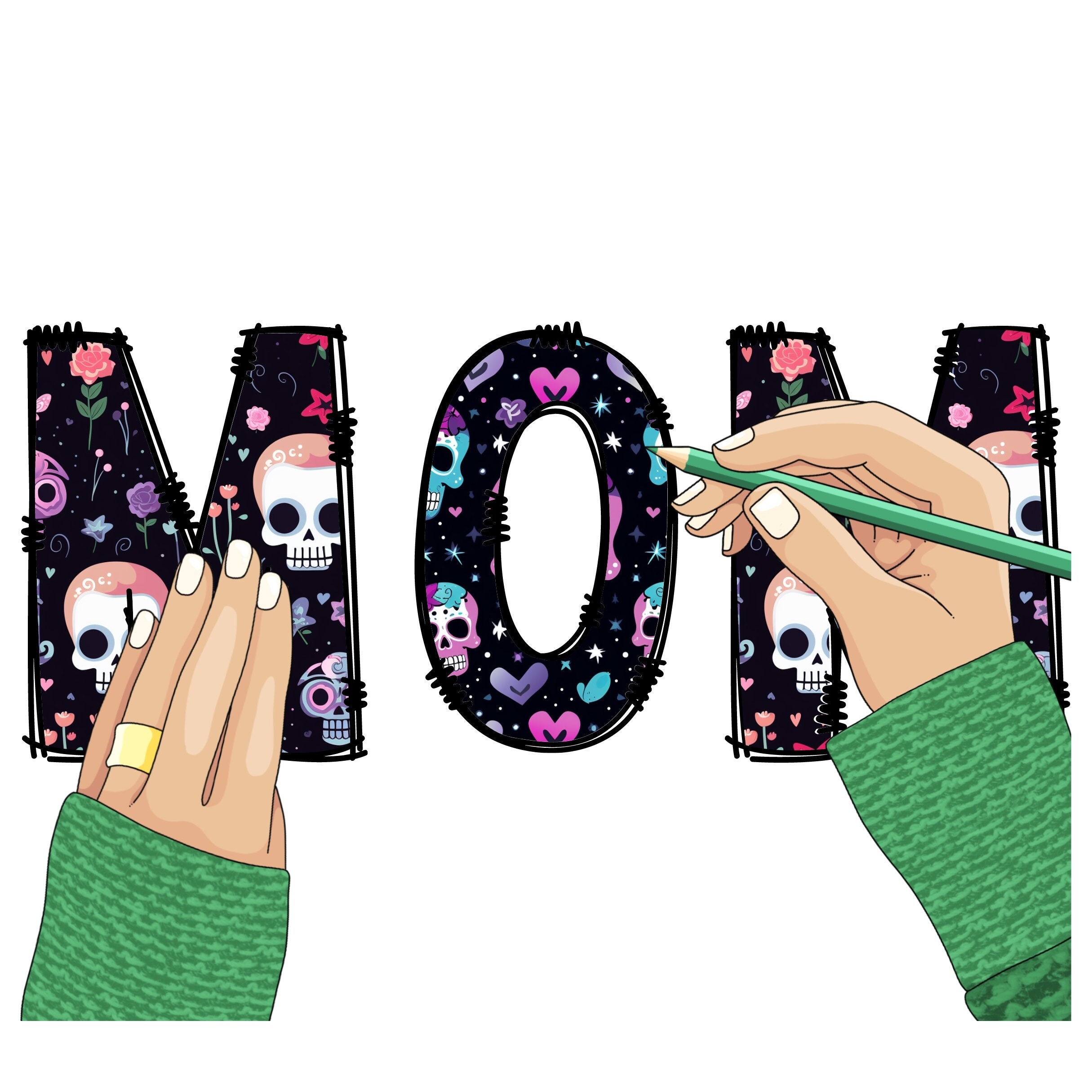 Mom and Dad Skull Theme Doodle Font SVG Png Eps Dxf Pdf - Etsy UK