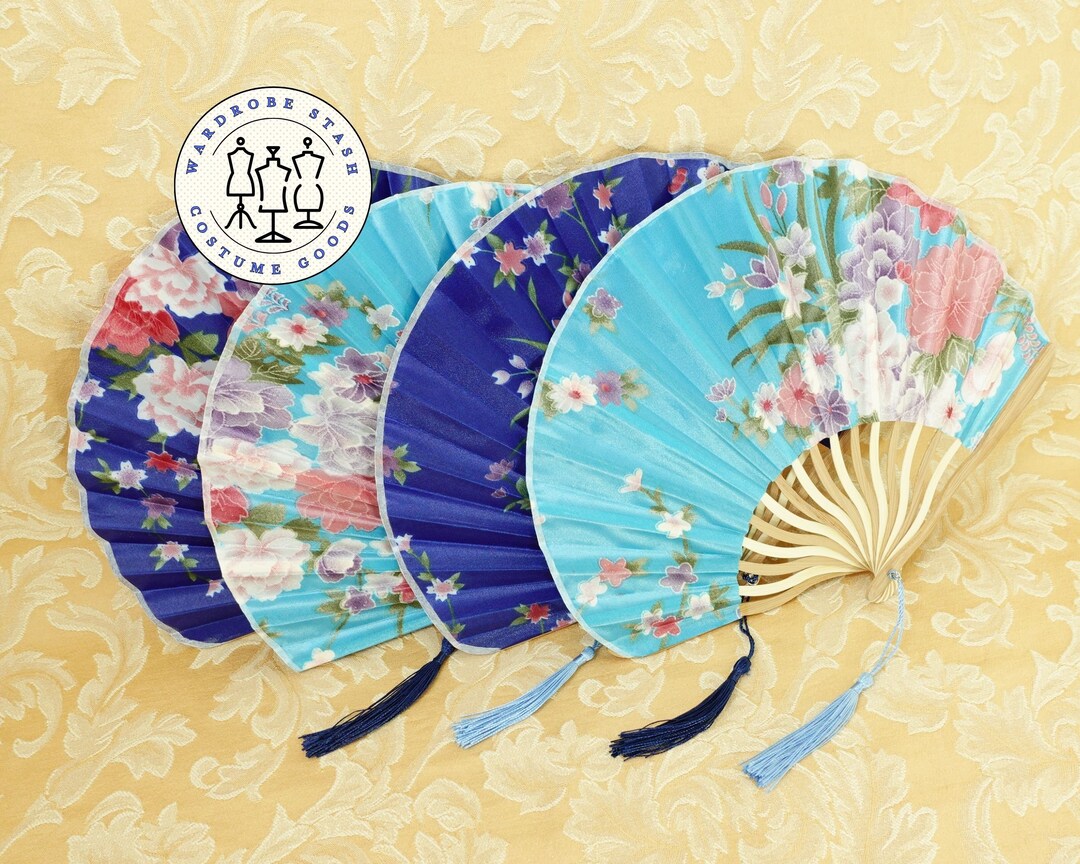 Hicet Floral Patterned Hand Fans Come With Fan Bag, Vintage Silk And - Foto 4