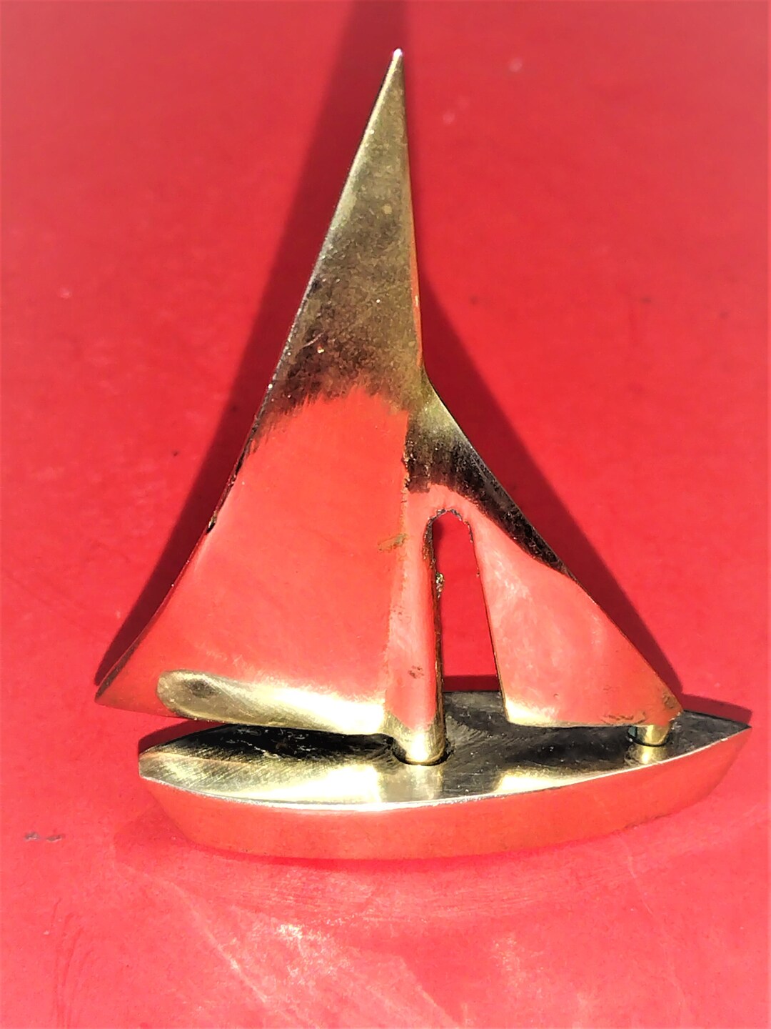 VINTAGE Solid Brass Sailboat Nautical Decor Sculpture Paper Etsy