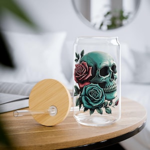 Gruseliges Schädel Libbey Glas, Halloween Bierdose Glas, niedliche Halloween-Eiskaffeetasse, Ghouls Tasse, Kürbistasse Geschenkidee, gruselige Fledermäuse Tasse