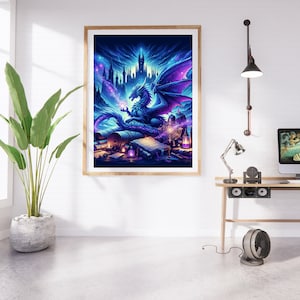 Majestic Dragon Poster | Epic Fantasy Art Print | Mythical Creature Wall Decor | Perfect Gift for Dragon Lovers | D&D Inspired Artwork
