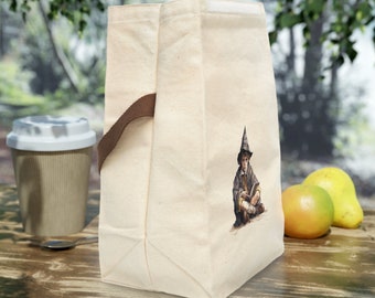 Wizarding School Canvas Lunch Bag With Strap. Perfect to pack lunches for work or school.