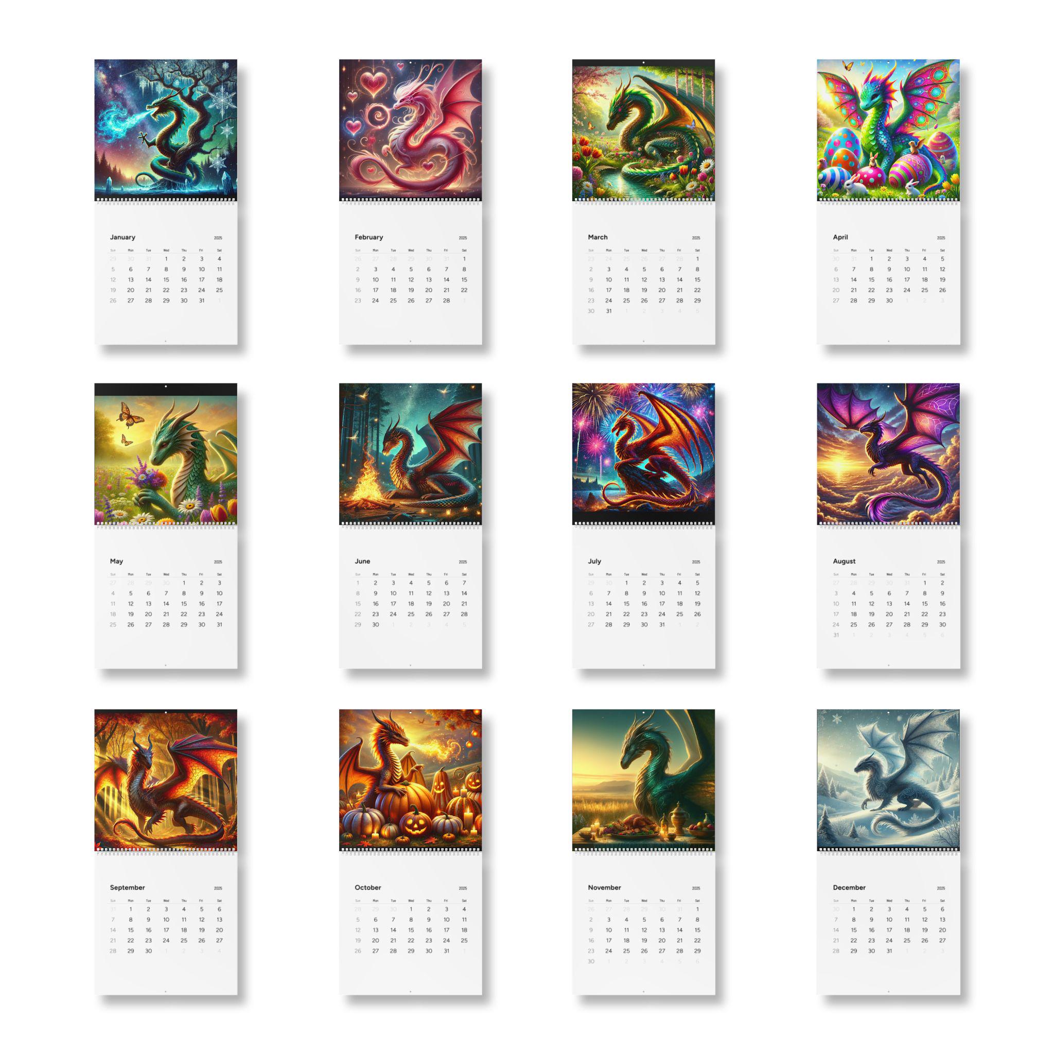 2025 Dragon Wall Calendar Fantasy Artwork Monthly Planner Etsy